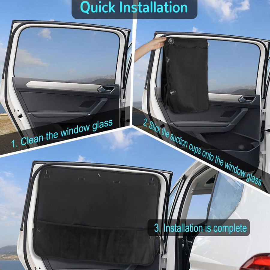 Net Bag Storage for Car Window Curtains, Sunshade, Car Heat Insulation Sunshade, Suction Cup Type Sunshade, Light-Blocking, Sun Protection, Sunshade Storage