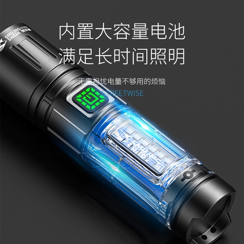 跨境新款持久续航超轻便携户外照明强光手电筒可充电手电筒|undefined