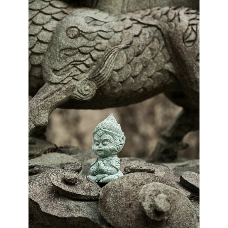 Guo Feng Green Sand Stone Dasheng Tea Pet Ручка Настольный стол украшение аквариума скалы ландшафта домашнего декора с бонсай