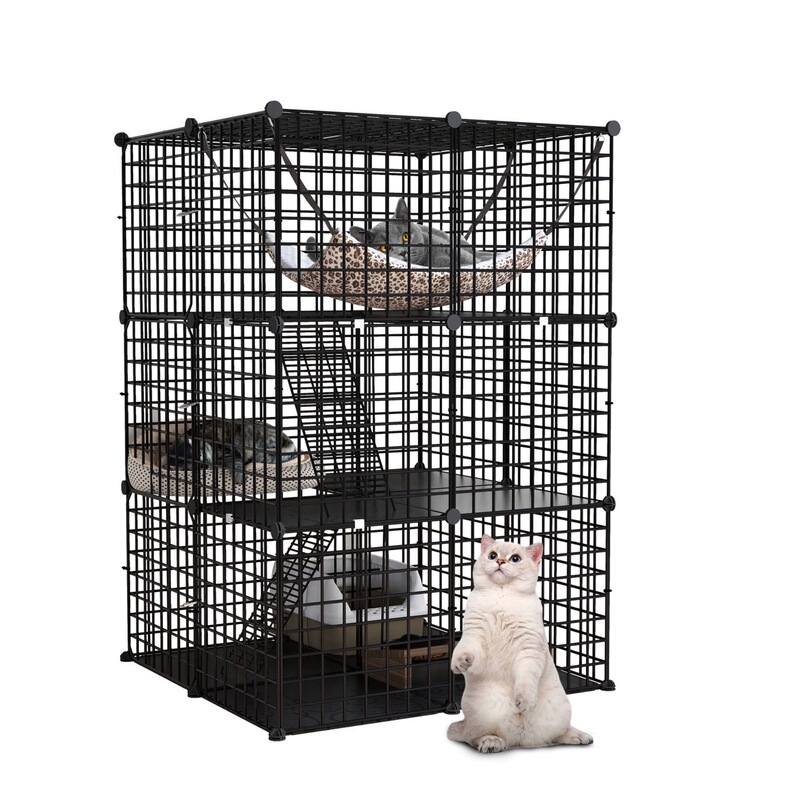 家用猫窝宠物猫围栏钢丝猫笼猫鼬笼可折叠游戏围栏板家用宠物笼子|undefined