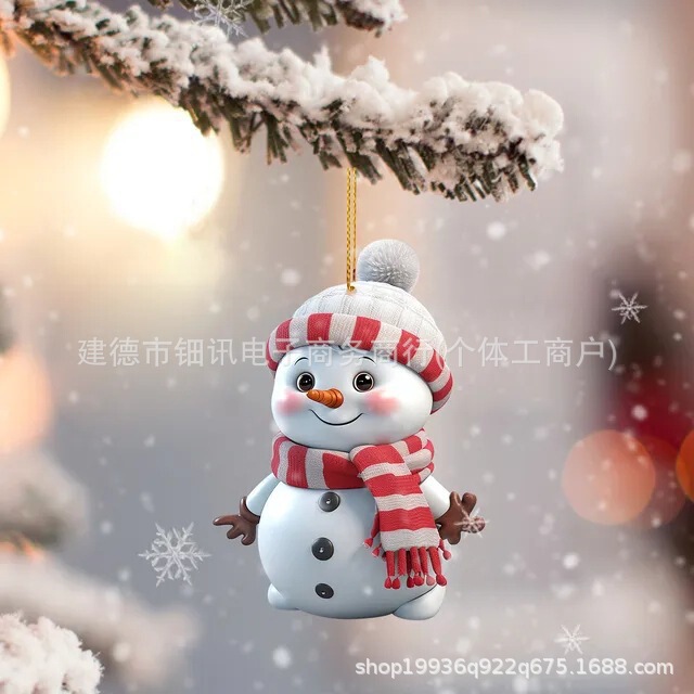 国境を越えた新製品アクリルかわいいアニメクリスマス雪だるま自動車掛け家クリスマスツリー飾り飾り飾り|undefined