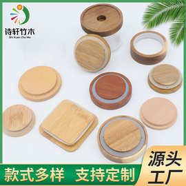 厂家供货实木玻璃储物罐 盖竹制梅森水杯盖玻璃瓶 密封罐相思木盖