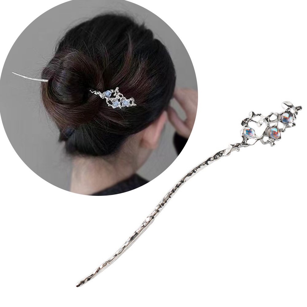 新中式古风清冷感月牙镂空异形发簪精致小众水滴轻奢高级感盘发簪