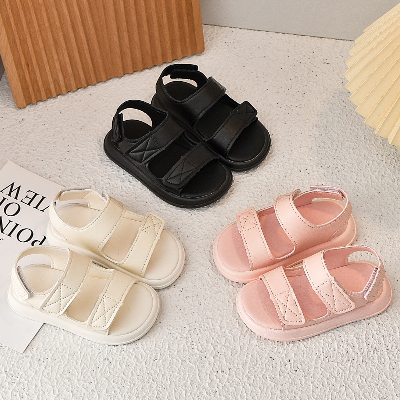 Sandalias de verano para niños al por mayor, fondo suave de velcro para niñas, sandalias de estilo explosivo transfronterizo de todo fósforo, zapatos de playa coreanos
