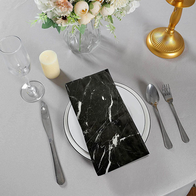 temu大理石紋西餐隔熱墊酒店桌墊數碼餐巾黑色防滑防水杯墊可批發