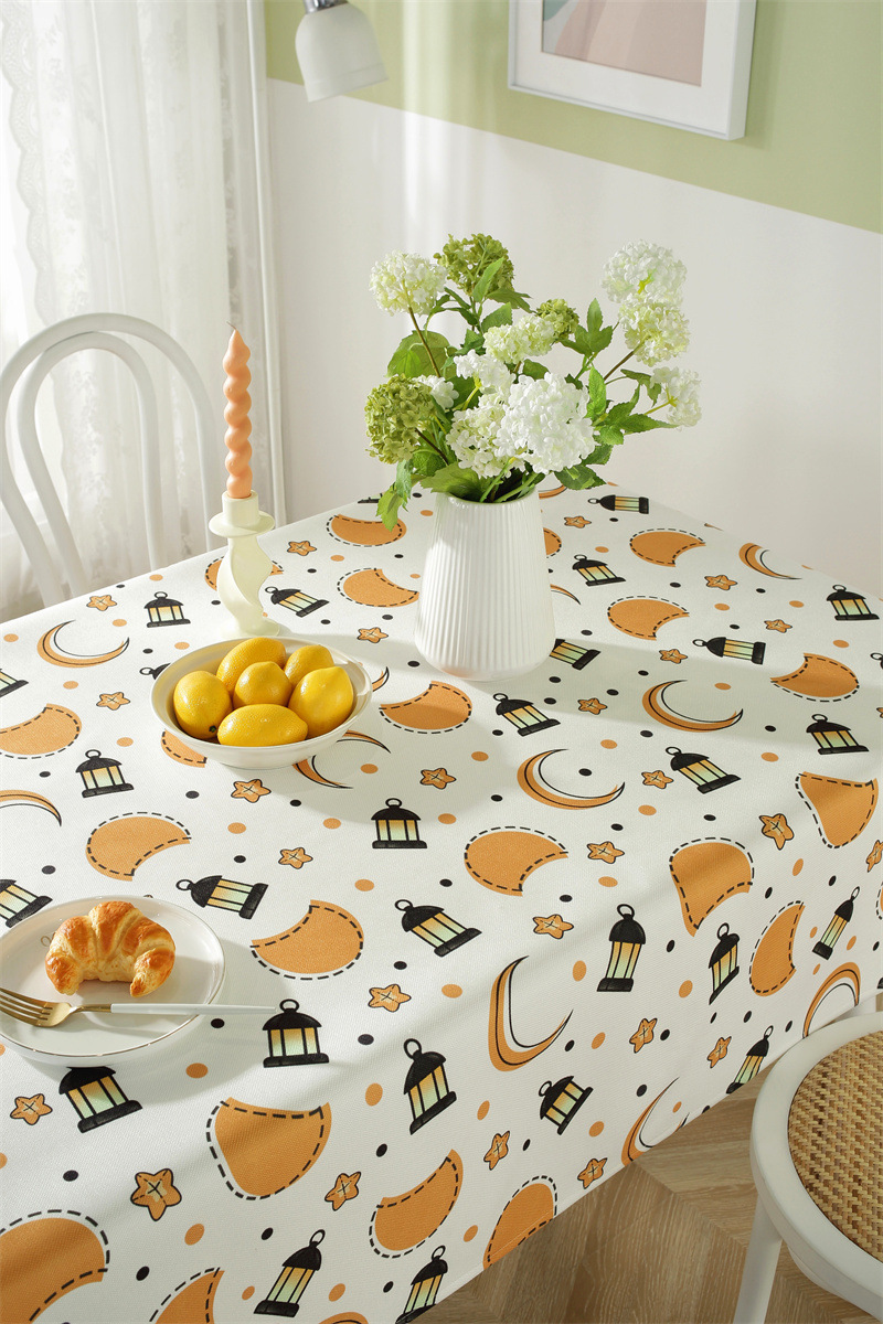 Tovaglia da tè impermeabile in poliestere con stampa di stelle e luna musulmane mediorientali, spedizione transfrontaliera, dropshipping_voghion.com