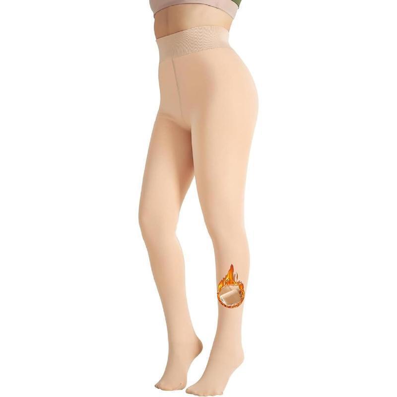 Cross-Border Festive Party Supplies Warm Women's Suede-Lined Tights Imitation Sheer White