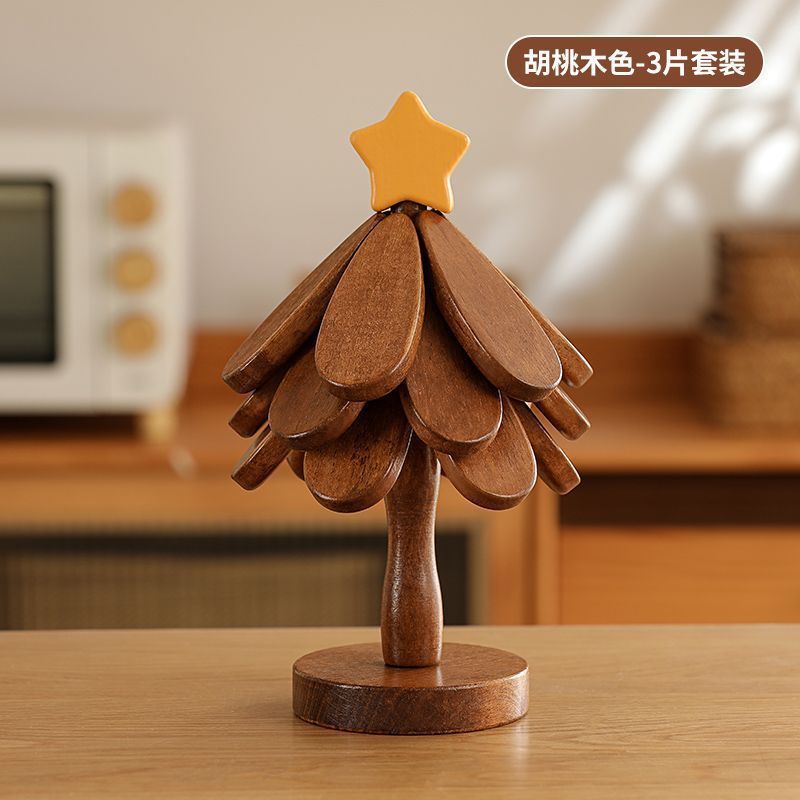 隔热垫一棵圣诞树餐桌摆件客厅家居装饰品好物实木防烫锅垫批发|undefined