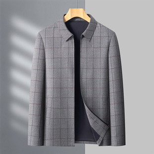 Middle-aged and elderly large plaid jacket 2025 new men's father business casual coat lapel jacket plus size men