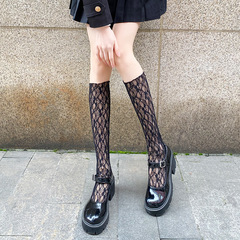 Summer thin mesh breathable crew socks JK style Lolita black and white solid color women's tall socks factory wholesale
