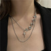 Brand white chain for key bag , pendant, necklace, sweater, European style, light luxury style, cat's eye