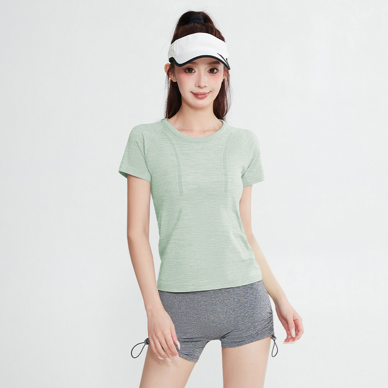 运动短袖瑜伽服女夏季快干透气跑步普拉提瑜伽服健身上衣运动套装|undefined