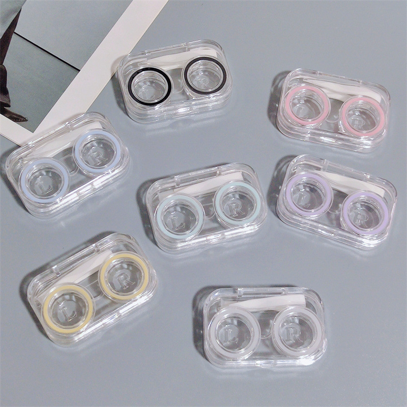 No need to screw the lid one-piece beauty pupil box double box companion box simple contact lens transparent wholesale portable compact