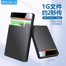 新款2.5英寸Type-C免工具安装移动硬盘盒带RGB炫酷指示灯