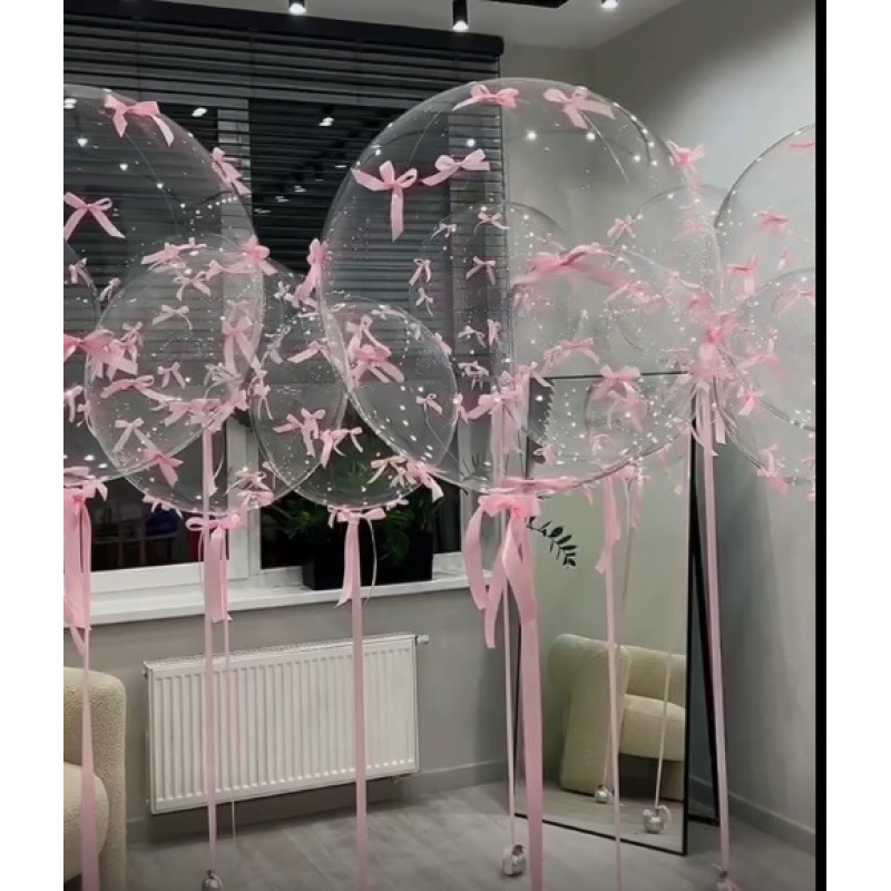透明蝴蝶结气球布置场景装饰生日派对订婚结婚飘空马卡龙气球|undefined