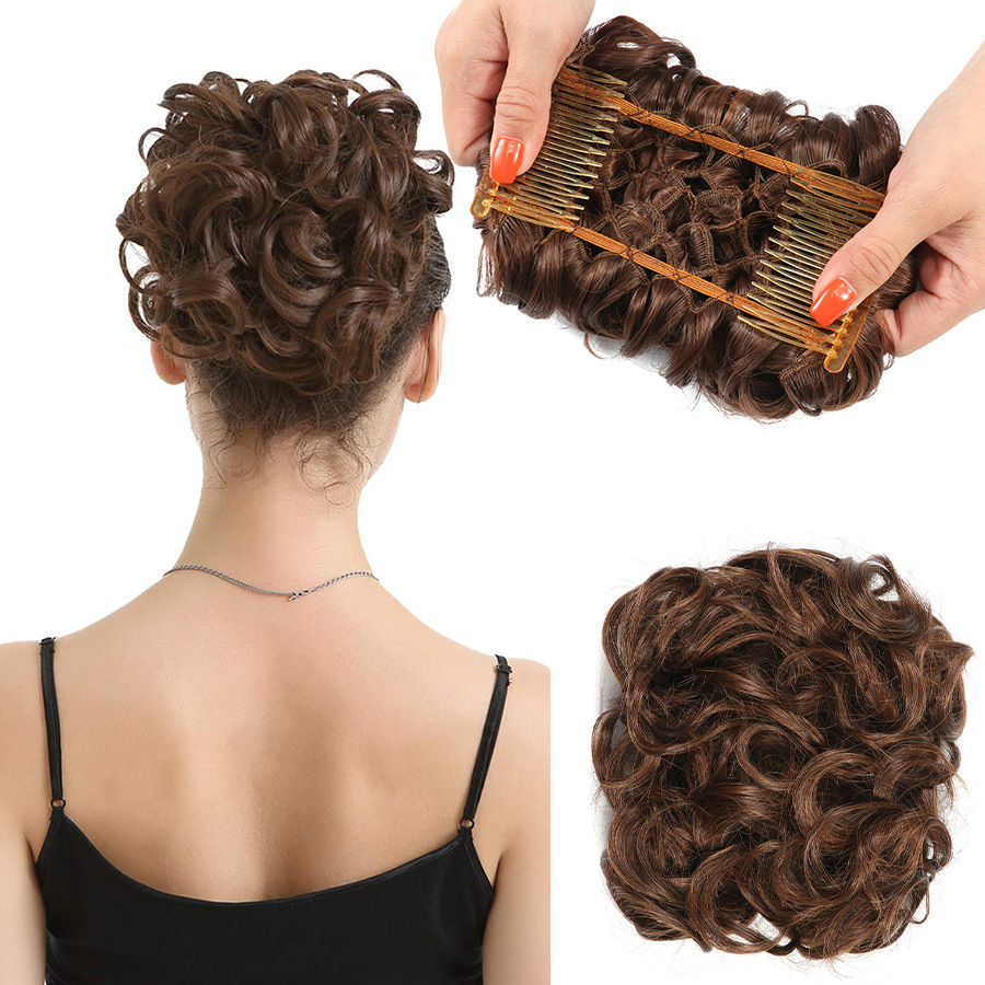 Transfronterizos europeos y estadounidenses rizos brotes de cabello al por mayor mujeres rizos ondas chinas retro flores brotes de caballo cabello de pino peluca