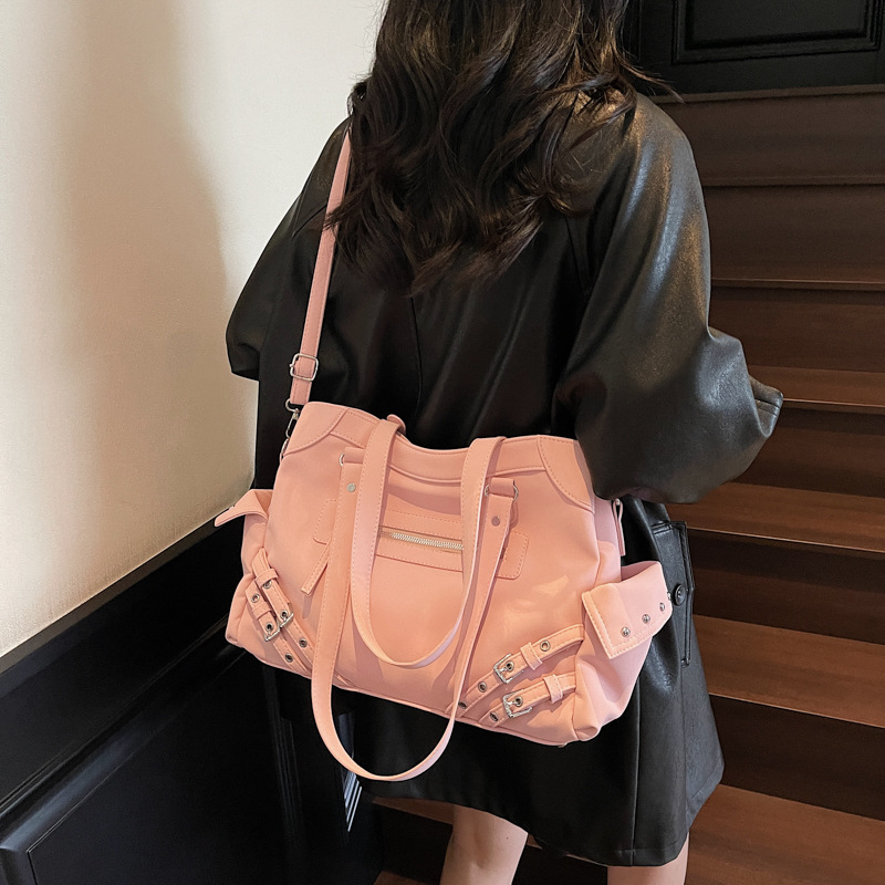 Cross-border retro hot girl moto bolso nuevo estilo coreano de gran capacidad bolso de mano bolsa de hombro casual versátil