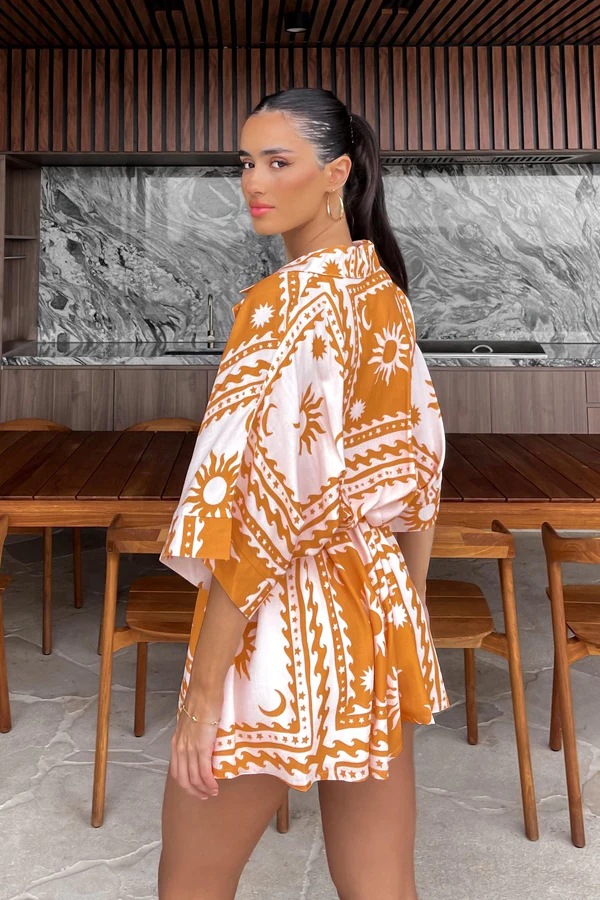 182g Weight Shorts Pants Length Polyester Fabric Type Mid Waist Waist Line Rompers Pants Type Micro-Elastic Elasticity Jumpsuit Tops Type Holiday, Daily Occasion Regular Fit Fit Type Sun Pattern Summer Season Women's Gender Printing Design Vacation Style Women's Holiday Daily Jumpsuit Vacation Sun Shorts Printing Rompers 15
