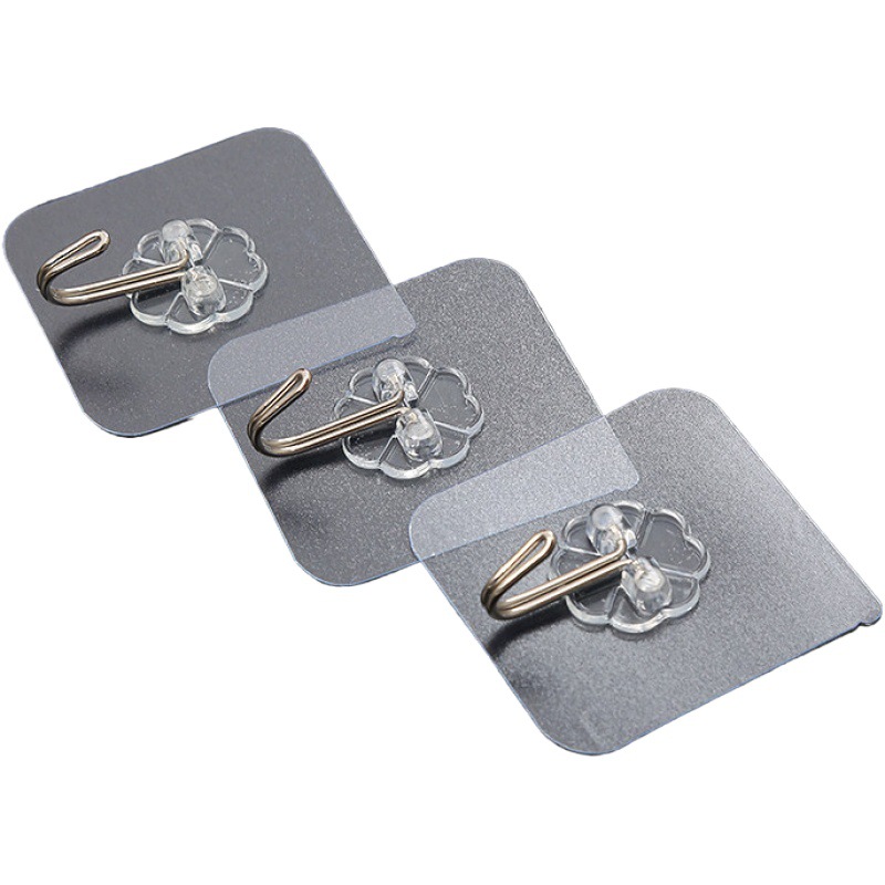 10 piezas transparente pegajoso gancho de impresión gancho hogar ponche libre ropa gancho cocina baño puerta gancho trasero image 1