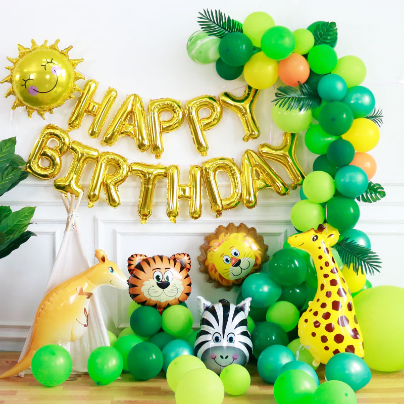 Aniversario del bebé Feliz cumpleaños Decoraciones de fiesta Escena Diseño de niños Niñas Paquete de globos Pared de fondo