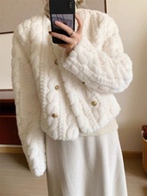 2025新款冬季加厚仿水貂绒气质小香风皮草毛毛外套女短款宽松显瘦