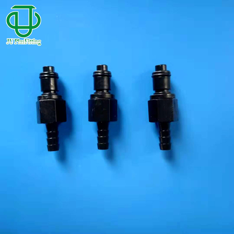 集优L系列POM黑色塑料带阀截止快速公接头仿透光