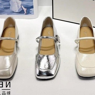 Chanel-Style Chunky Heel Mary Jane Shoes for Women 2025 Spring/Summer New Fashion French Silver Versatile Flat Loafers