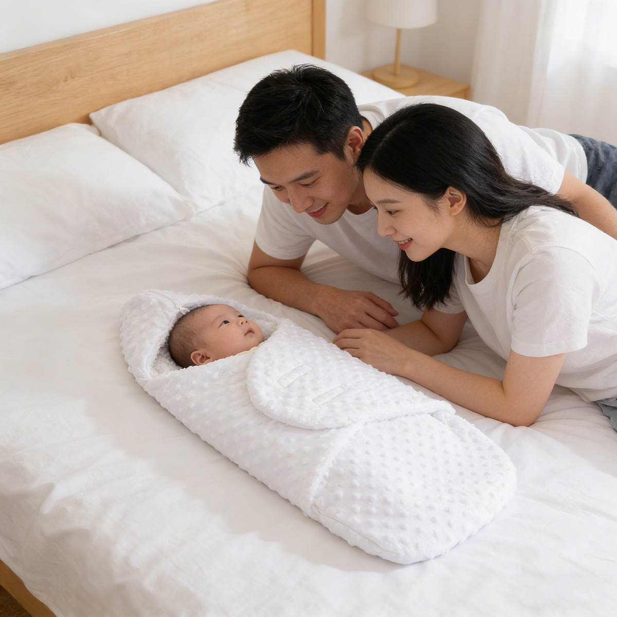 Doudou velvet zipper swaddling newborn autumn and winter double-layer thick sleeping bag baby kick-proof quilt baby wrap towel