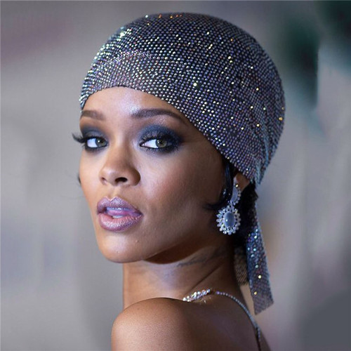 Cross-border best-selling Amazon grid flash drill fish net beanie party rave music festival personalized headband hat