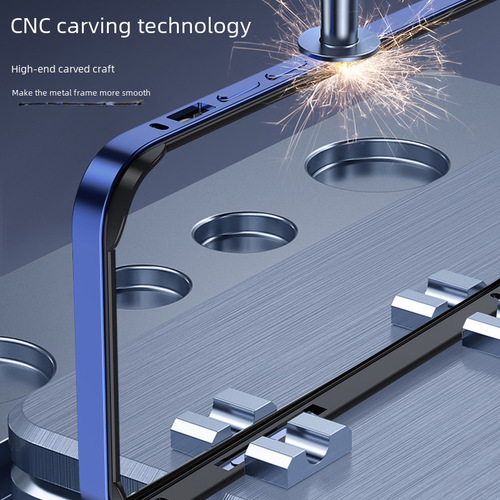 Applicable iPhone 14 PRO phone case with aluminum frame, no back plate, four corners anti-fall, Apple 15 thin protective cover