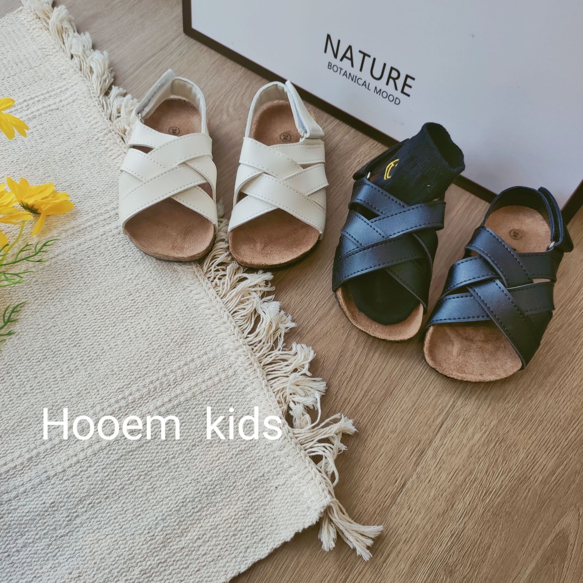 Children's Soft Cork Sandals Summer Girls' Knitted Beach Shoes Boys' Wood Fiber Shoes Soft Sole Birkenstock Shoes