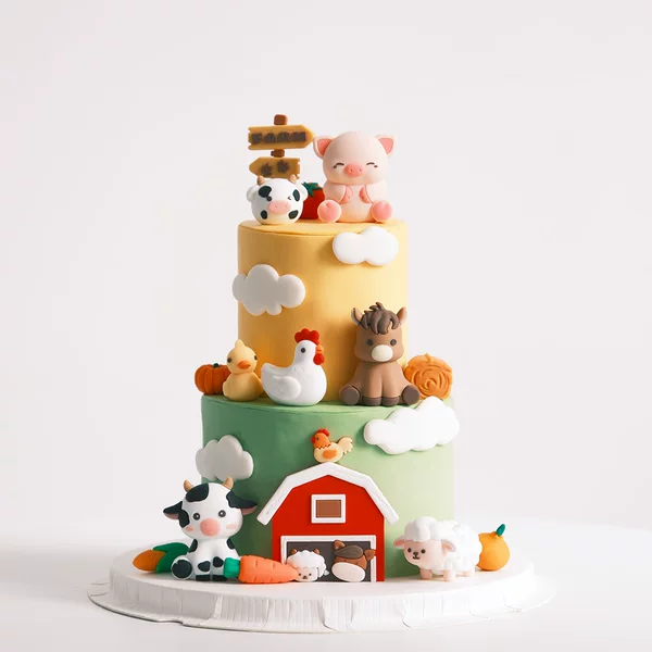 Internet Celebrity Farm Series Cake Decoration Ornaments Piglet, Pony, Lamb, Chick, Duck, Haystack Ornaments Doll Desktop