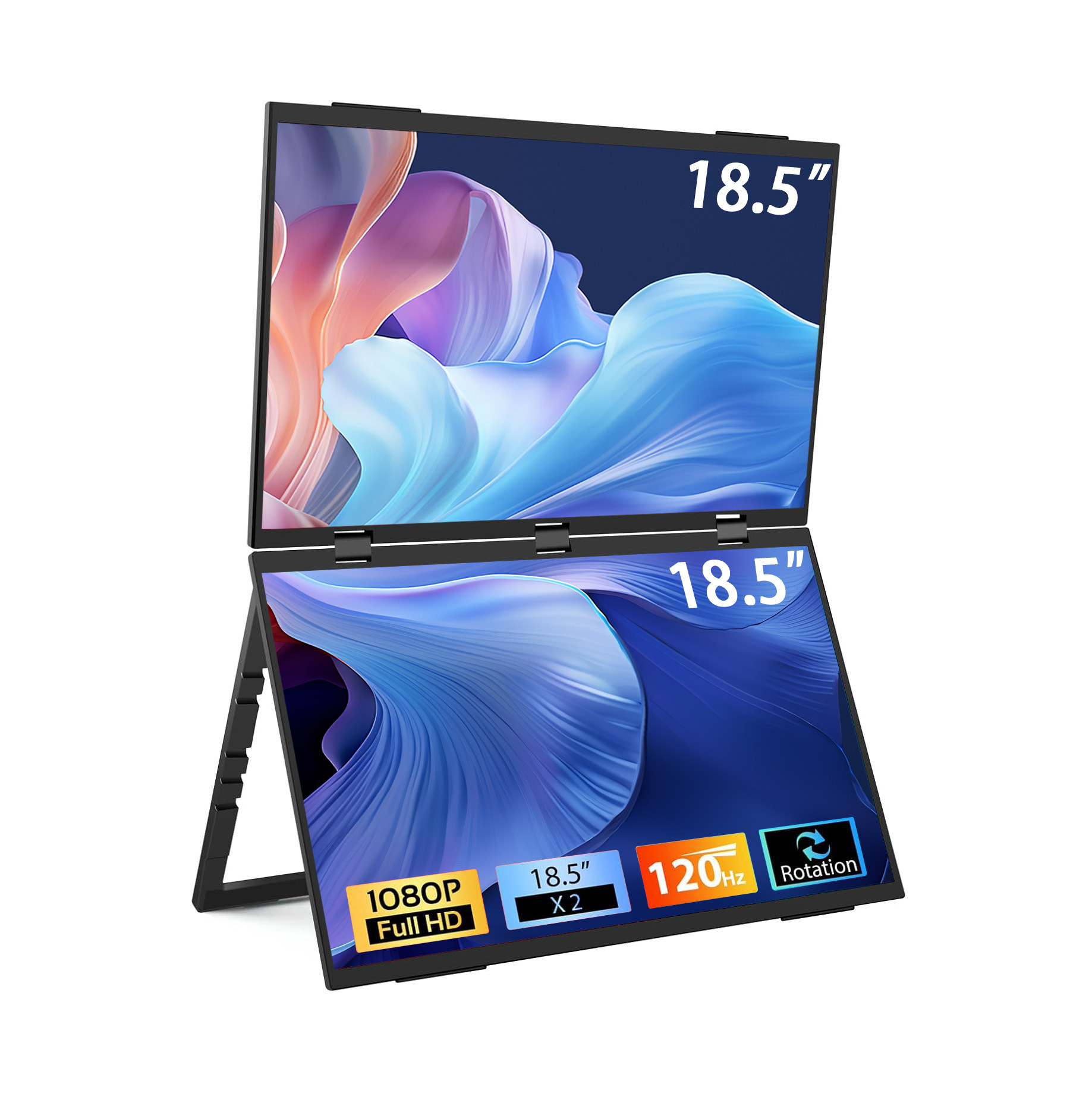 18.5-Inch 120Hz Upper and Lower Dual Monitors Portable Screen Can Be Wall-Mounted Computer External Secondary Screen Portable Monitor