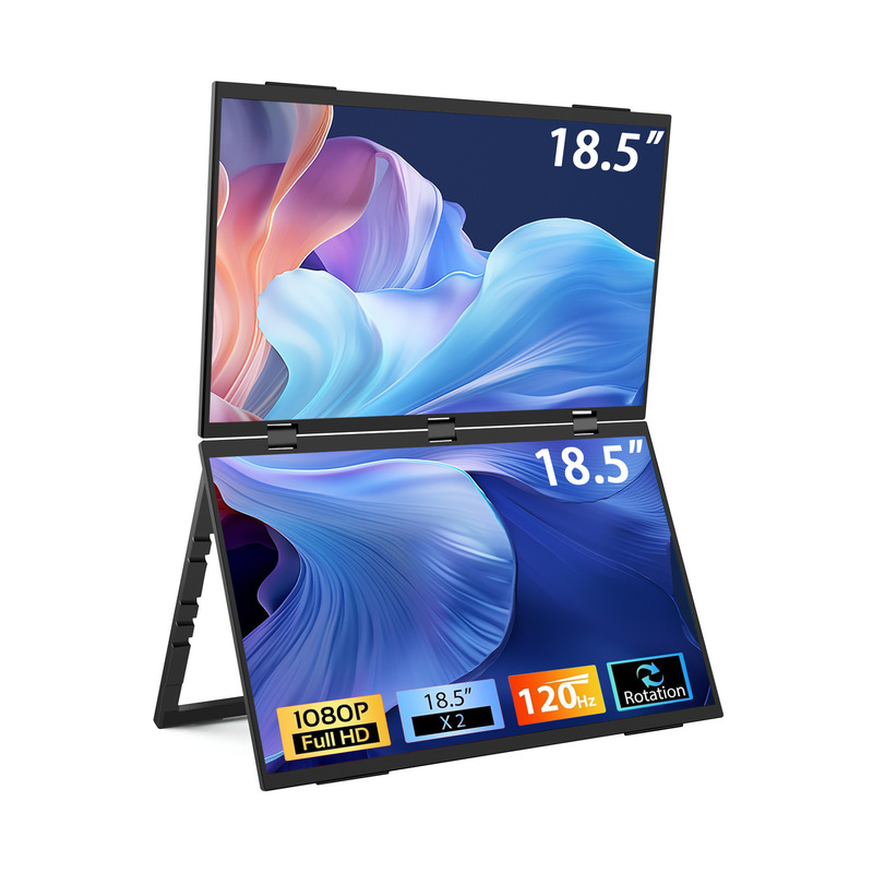 18.5-Inch 120Hz Upper and Lower Dual Monitors Portable Screen Can Be Wall-Mounted Computer External Secondary Screen Portable Monitor