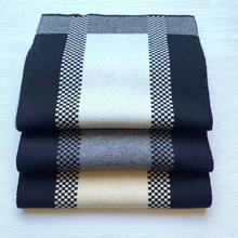 厂家现货新款冬季针织提花保暖披肩百搭简约格子男士羊绒围巾批发