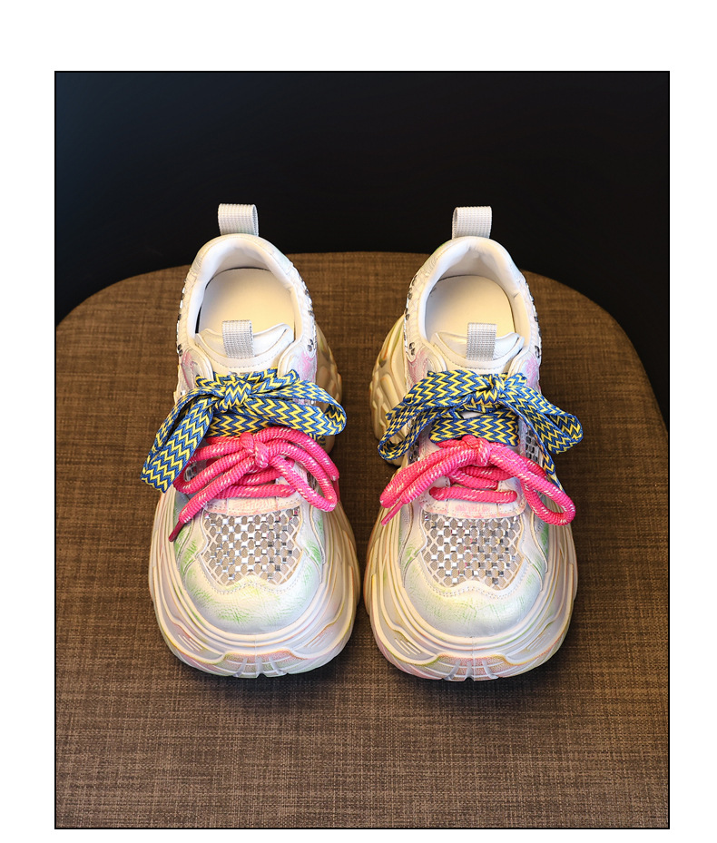 Giày sneaker nữ đế dày tăng chiều cao phong cách thể thao mùa hè — màu hồng chi tiết 18