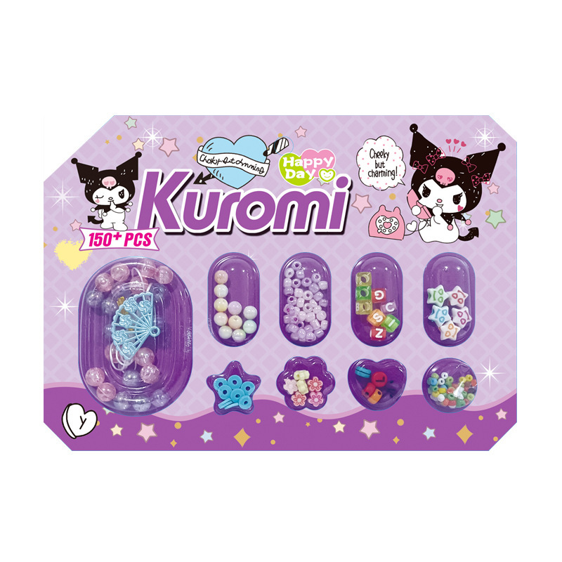 子供のビーズ diy ギフトビーズ素材ポップビーズ kuromi ヘアアクセサリーギフトボックスステッカービーズ知育玩具|undefined