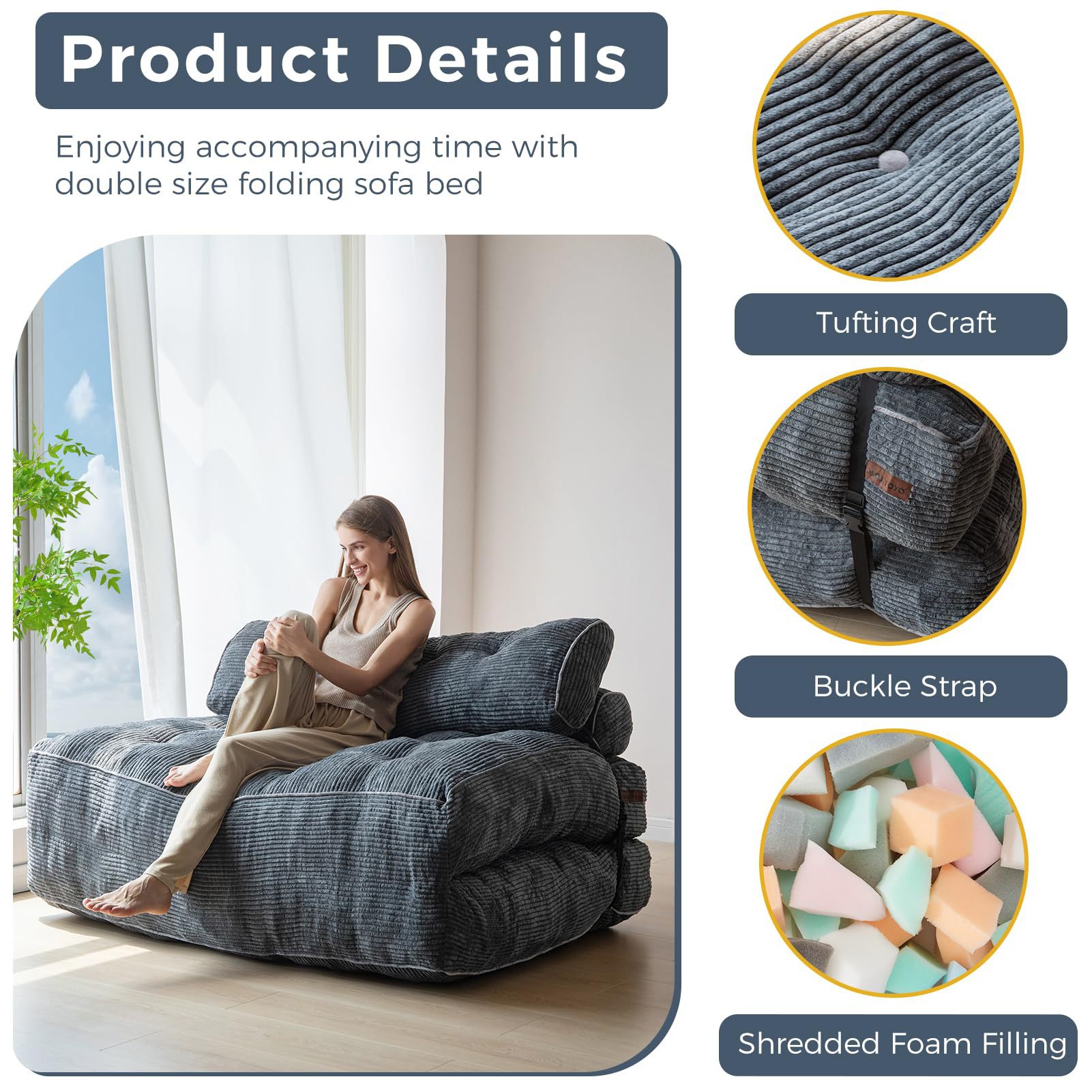 Transfronterizos vacío enrollador sofá plegable sofá cama 1.3m sofá perezoso con almohadas para descansar en el suelo de la casa pequeña