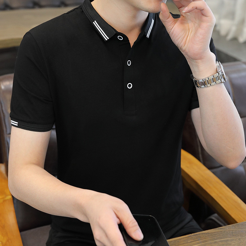 Summer new men's casual neutral style simple all-match short sleeve thin business lapel men's polo shirt Men's