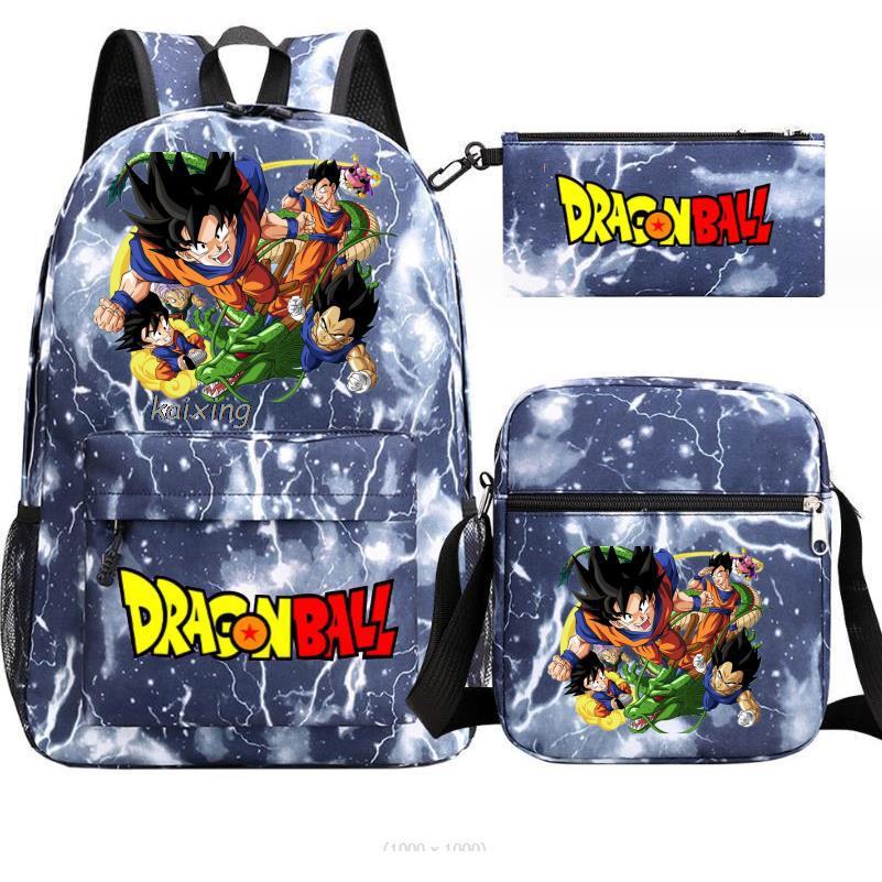 Juventud Dragon Ball mochila estudiante bolsa de hombro bolsa de viaje conjunto de 3 piezas
