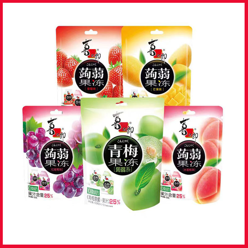 喜之郎蒟蒻果冻红葡萄水蜜桃草莓芒果味果汁果冻零食120g 9个月