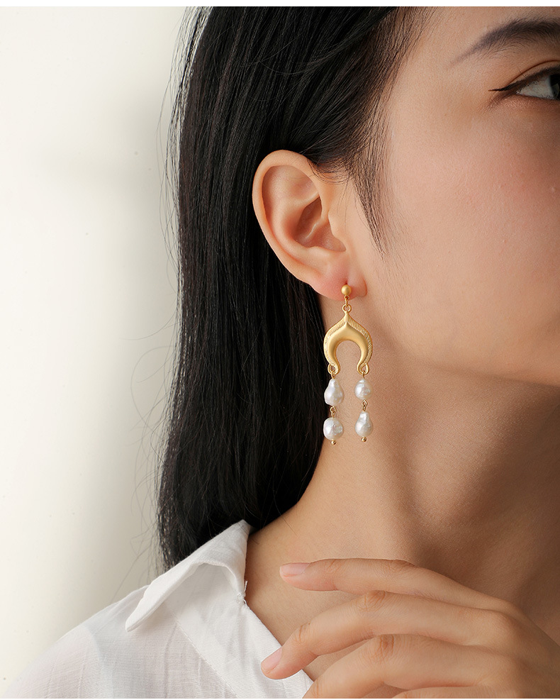 Simple Style Geometric Pearl Copper Plating Drop Earrings 1 Pair