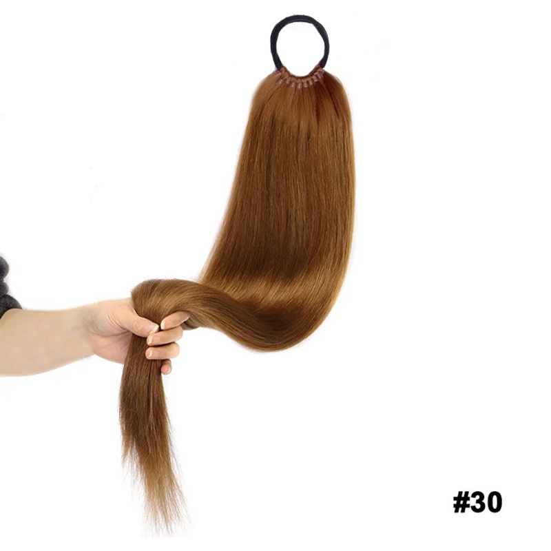 Transfronterizos Europeos y estadounidenses de cola de caballo Straight Ponytail peluca de cola de caballo larga barra de goma peluca de fibra química