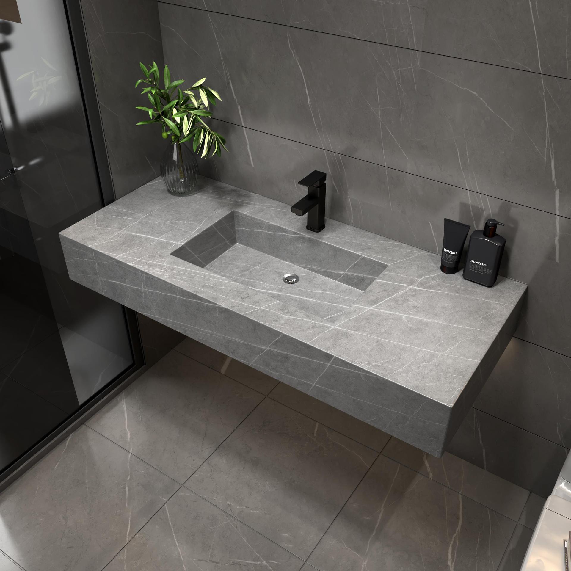 Luz de lujo Rock placa integrada cuenca inteligente baño gabinete combinación de celebridades de Internet montado en la pared lavabo para el hogar