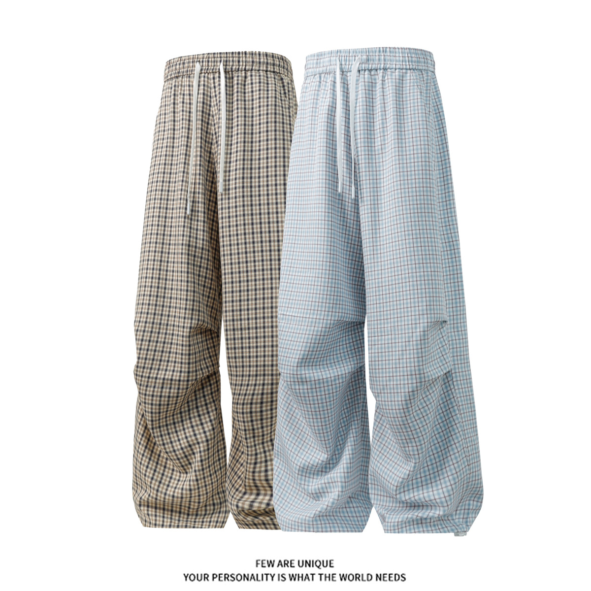 可束脚秋装新款时尚格子宽松男士休闲裤弯刀裤阔腿裤 K6658-