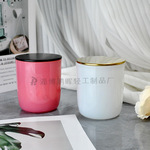 批发彩色蜡烛杯狐底蜡杯玻璃香薰空杯卧室摆件 电镀亮面盖蜡烛台