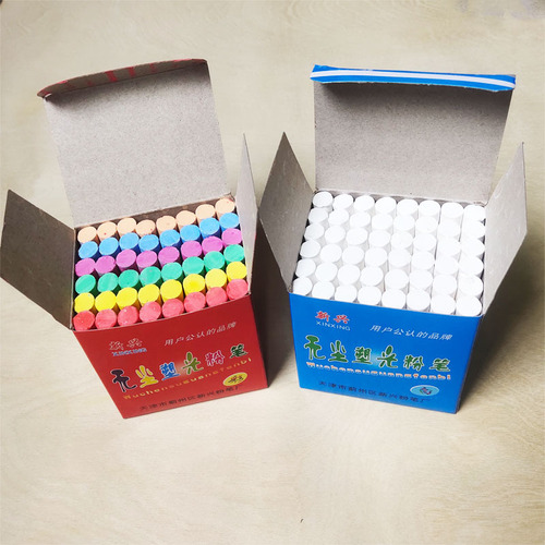Non-dust plastic light-colored teaching colored white blackboard chalk set of 48 pieces for children's painting round chalk wholesale