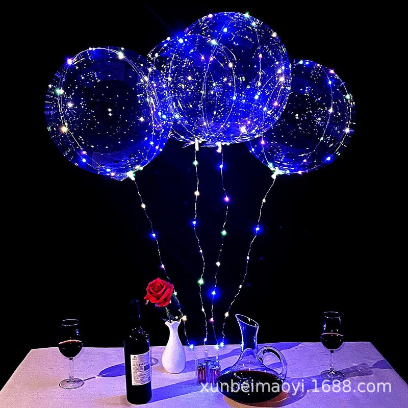 Led Helium Floating Balloons for Birthday Decorations, Transparent Bobo Balloons for Wedding Decorations, Valentine's Day Party Glowing Balloons