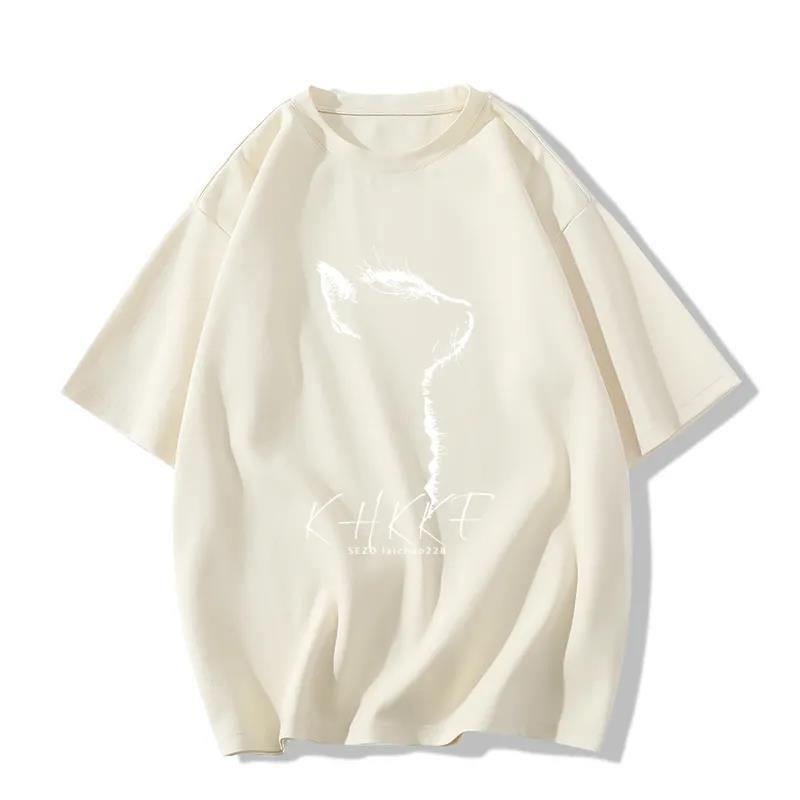 2026年新作黒色純綿半袖Tシャツレディースアメリカンスタイルゆったりルーズインスタ映え体型カバー着痩せ効果のあるミドル丈トップスおしゃれ