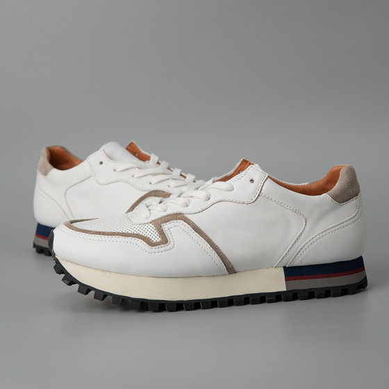 Sand-etched New Genuine Leather sneaker Men's Breathable Casual Trendy Shoes Fashionable All-match Korean-style Height-increasing Genuine Leather Men's Shoes